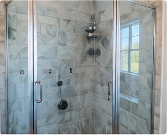 Clean glass shower enclosure