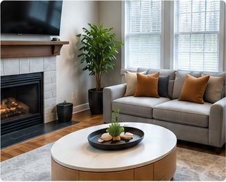 Freshly cleaned living room